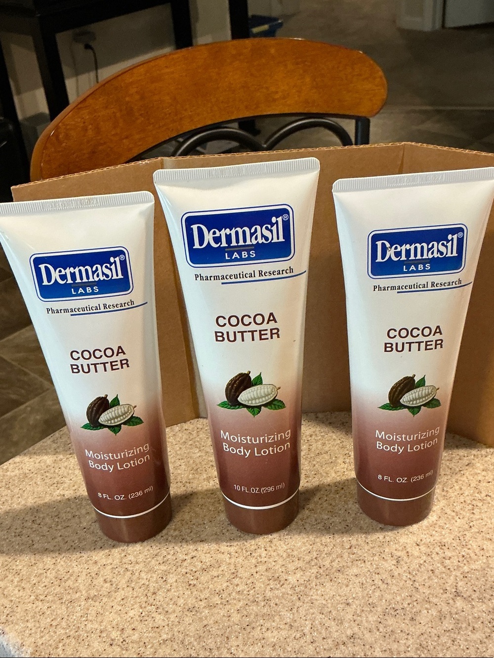 Lot of 3 Dermasil Labs Cocoa Butter Moisturizing Body Lotion 8oz & 10oz Sealed